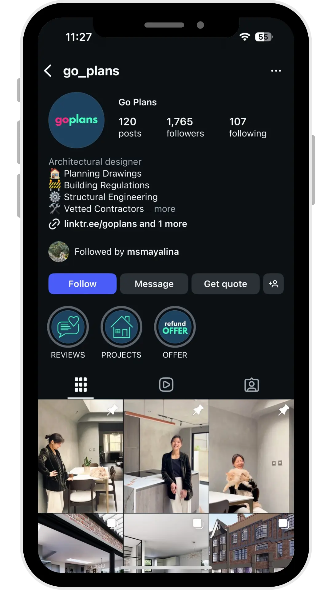 Go Plans Instagram profile